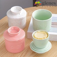 GLENES Round Butter Box, Sealed with Lid Butter Bell Crock, Simple Keep Fresh Large Capacity Ceramic