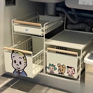 [in stock] No-Installation Kitchen Sink Storage Rack Spice Bowl Dish Pull-Out Sink Organizer Cabinet
