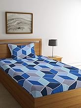 KAWI Single Bedsheet Elastic Fitted Glace Cotton with 1 Pillow Cover (72"X 48"Xup to 8 Inche Mattres
