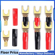 Y Plug Spade Connector for Speaker Wire,8 Pcs Y Spade Plug 45 Degree Gold Plated U Fork Spade Plug C