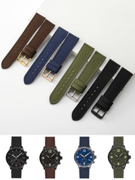 Nylon watch strap suitable for Seagull Tissot Citizen Eco-Drive Seiko Green Water Ghost IWC green canvas bracelet for men 【SYY】