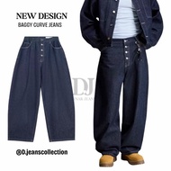 D-007 Baggy Curve Jeans Unisex Rekaan Poket Besar