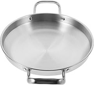 Yardwe Stainless Steel Griddle Chinese Wok Pan Steam Pow Wok with Handle Stainless Steel Saute Pan Cooking Pot Cooking Pan Carbon Steel Wok Pan Thicken Individual Noodle Pot
