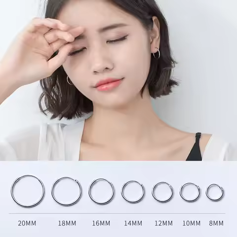 MloveAcc Women 925 Sterling Silver Hoop Earring Round Circle Loop Gifts Simple Silver Hoop Earring B