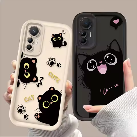 INS Cartoon Black Cat Case For Xiaomi Poco C65 X7 X6 F6 F5 X5 X3 NFC F3 M5S M6 Pro 4G Mi 13 12 11 Li