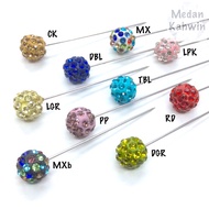 #EX0010B Peniti Pin Tudung Jarum Tudung Berkepala penuh Batu Crystal Halus Siap penutup @ 20 pilihan