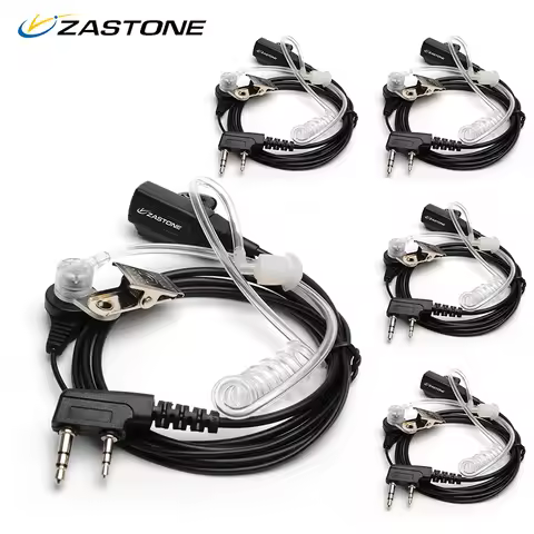 5pcs Walkie Talkie Headset Accessories Earpiece 2 Pin K Plug PTT Air Acoustic Tube Earphone for Zast