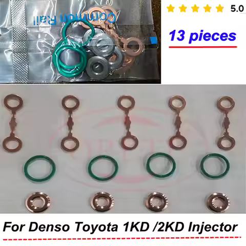13pcs CR Diesel Injector Gasket Washer ORing for DENSO Toyota 1KD/ 2KD Injector 23670-0L050 23670-39