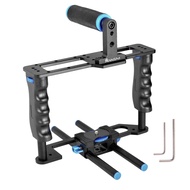 Camera Cage Aluminum Movie Filmmaking Video Rig with Top Handle/Dual Side Grips/and Std 15mm Rail Ro