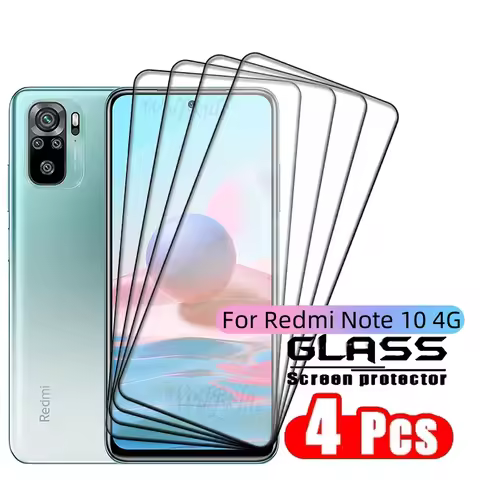 4PCS For Redmi Note 10 Glass Xiaomi Redmi Note 10 Tempered Glass Protective 9H Full Cover Glue Scree
