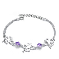 Korean Silver Bracelet - Lucky 4-leaf clover