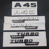 AI 3d ABS Chrome Letters For Car Trunk Stickers For Mercedes A45 AMG W176 W177 Fender TURBO 4MATIC E