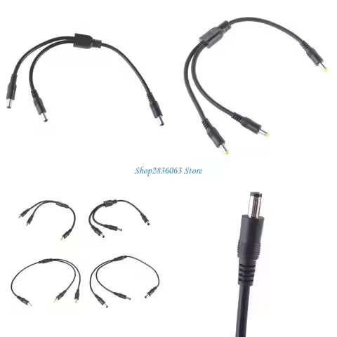 831D DC5521/5525 to Double DC5521/5525 Splitter Cord 1xMale to 2xMale Power Adapter Cable Wire for L