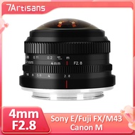 7artisans 4mm F2.8 APS-C 225 Ultra-wide Angle Fisheye Aerial Lens for Sony E Canon EF-M Fuji X M4/3 