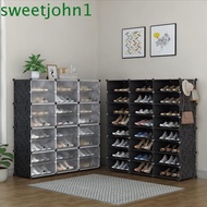 SWEETJOHN Shoe Organizer, Adjustable Space Saver Shoe Storage Cabinet, Easy To Assemble Detachable Stackable Expandable Shoe Shelves Bedroom