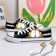 ❇﹍☋  Signed a new canvas shoes summer breathable sandals female cute Garfield high help small origin