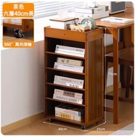A.ONE - 移動收納架桌邊書櫃（茶色-六層40長）