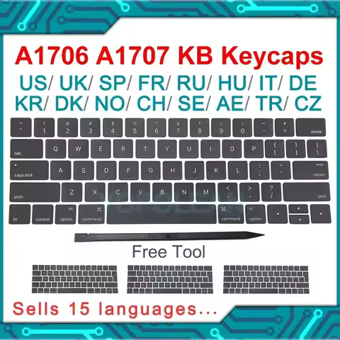 New A1706 A1707 Keyboard keys keycap US UK French EU For Macbook Pro Retina 13" 15" laptop key cap 2