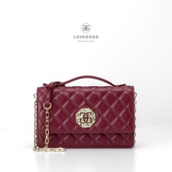 [ LoveGood ] Wisely กระเป๋าสะพายหนังแกะแท้ กึ่ง WOC อะไหล่ Logo แบรนด์ DIamond texture มีสายสะพายยาว