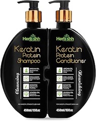 Herbishh Keratin Shampoo and Conditioner Set - Hydrating Shampoo & Nourishing Conditioner for Dry Da