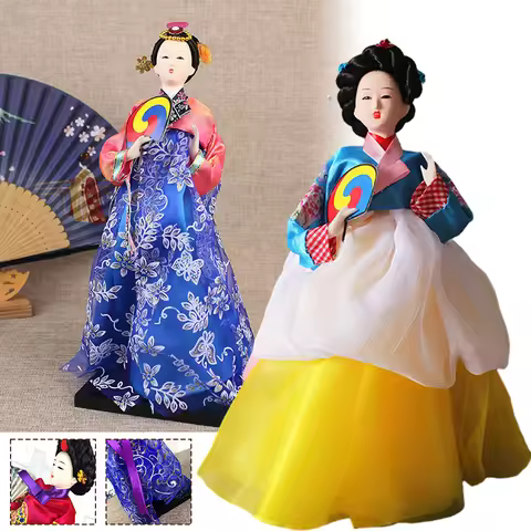 Korean Traditional Palace Hanbok Geisha Figurine Hanbok Dolls Restaurant Sushi Shop Decor Ornament A