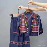 kids Ethnic Minority New Miao Dance Performance Costume kids Hanfu Performance Costume Tang Suit Boy