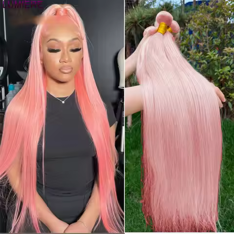 Lumiere Hair Store Peruvian 100% Remy 10"-30" Rose Pink Bone Straight Machine Double Weft Human Hair