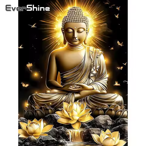 Evershine Diamond Embroidery Buddha Picture Rhinestones Painting Religion Full Drill DIY Craft Mosai