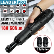 50/60Hz 18V 3/8" Cordless Electric Wrench Ratchet with 2 Battery LED Light Right Angle Ratchet Recha