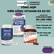 Australian Vitamin D3 Supplement Blackmores Vitamin D3 1000IU Bioglan Vitamin K2 + D3 Carusos Vitami