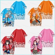 XS1 LoveLive Sunshine Aqours Cosplay Tshirt Short Sleeve Anime 3D Shirt Vtuber Woman Girl Tee Plus S
