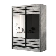 M-Life 5x7 FT Sliding Door Wardrobe / Almari Baju (White / Grey / Marble)