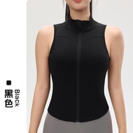 拉鍊防震裸感瑜伽上衣女夏款顯瘦運動無袖背心立領夏季戶外瑜伽服
