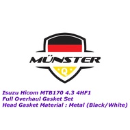 (1pc) Münster Overhaul Full Set Gasket ( Black / White ) for Isuzu Hicom MTB170 MTB170DX 4.3 4HF1 (M
