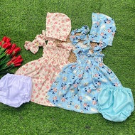 0-6 Months Ryuka Summer Dress Baby Girl Set Headband Bonet and Panties