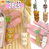 Cute Relaxed Bear Clover Keychain - Cartoon Candies Sticks Folded Bears Bag Pendant - 3D Animal Mobi
