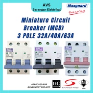MAXGUARD MCB 3 POLE 32A 40A 63AMINIATURE CIRCUIT BREAKER