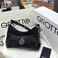 GROTTO GROTTO Blackstone hobo Bag Vegetable Tanned Sheepskin Armpit Order Shoulder Messenger Bag Tot