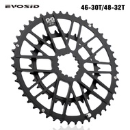 EVOSID Road Bike Chainring 48-32T / 46-30T, GXP Double Chainring, One-Piece Gravel Bike Crankset Rin