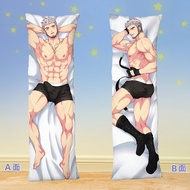 Yoichi Anime หมอนอิงยาวรูปผู้ชายกล้ามกวางตุ้ง หมอนอิงผ้าฝ้าย PP แบบถอดได้สำหรับนอนหลับพักผ่อนในช่วงก