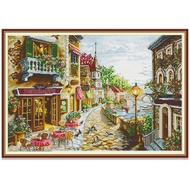 Cross Stitch Kit City Scenery Design 14CT/11CT Counted/Stamped Unprinted/Printed Fabric Cloth, Cross Stitch Complete Set with Pattern