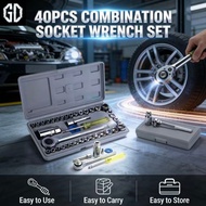 GD MALL 40Pcs Auto Repair Hand Tool Combination Socket Wrench Set Motor Tools Box