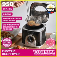 ♞,♘Tough Mama NTM-FRY1 Electric Deep Fryer 1L  Bowl Adjustable Temp Removable Basket with Thermosta