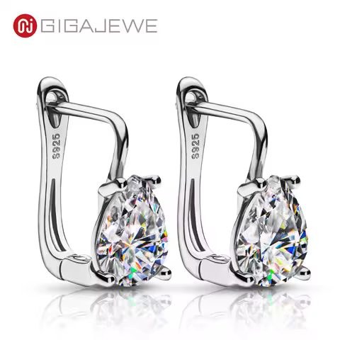 GIGAJEWE Moissanite D Color VVS1 Total 2.5ct 925 Silver Drop Earring 18K Gold Plated Diamond Test Pa
