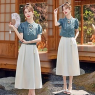 New Chinese-style Cowgirl Outfit - Summer Wear Two-Piece Set for Women