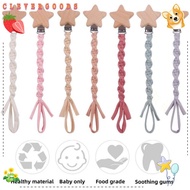 CLEVERHD Baby Pacifier Clips, Handmade Anti-drop Soother Clip Chain, Portable Wooden Elastic cloth t