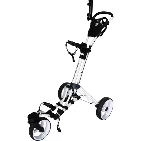 Golf Push Cart 3 Wheel with 360 Rotating Front Wheel One Second to Open Close Lightweight Folding Go