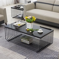 Steel Frame Feet Coffee Table Long Table Simple Tea Table Office Light Luxury Explosion-Proof A08 Mo