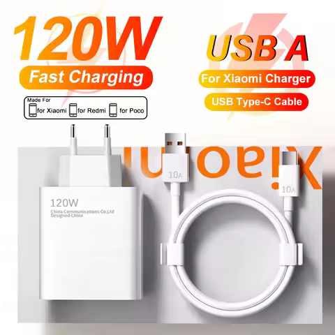 For Xiaomi 120W USB Super Fast Charger Power Adapter Mi 17 15 14 13 POCO F8 F7 X7 X8 Pro Redmi Note 