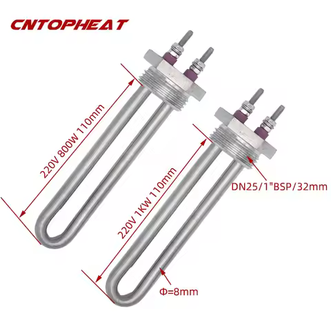 DN25 Heater 220V 300W/500W/800W/1000W Stainless Steel Immersion Water Heating Element with 1"BSP Thr